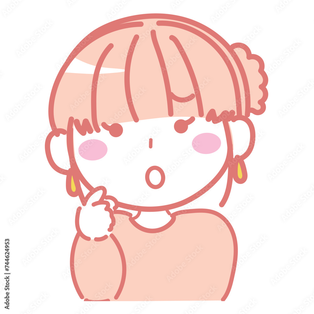Naklejka premium 首を傾げて悩んでいる女性 困っている3-1