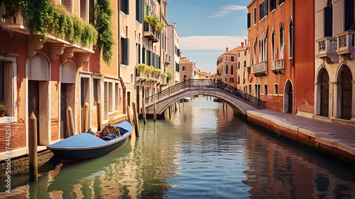 Canal in Venice, Italy. Panoramic view of the city.