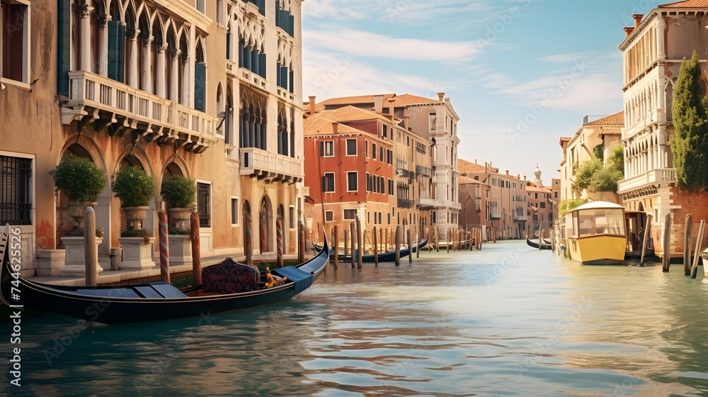 Panoramic view of Grand Canal in Venice, Italy, Europe
