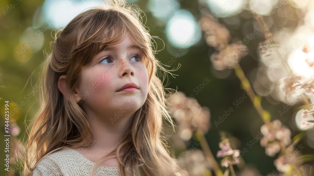 Beauty young girl outdoors enjoying nature