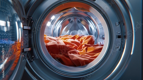 Clothes inside washing machine. Home appliances