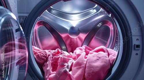 Clothes inside washing machine. Home appliances