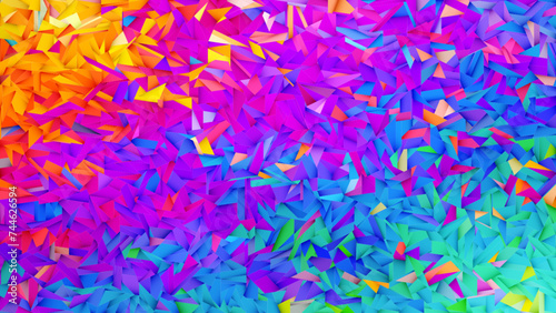 Gradient polygons in rainbow spectrum colors. Multicolored rainbow rumpled faceted irregular polygonal background. Colorful rainbow artistic bright triangular geometric background. Vector illustration