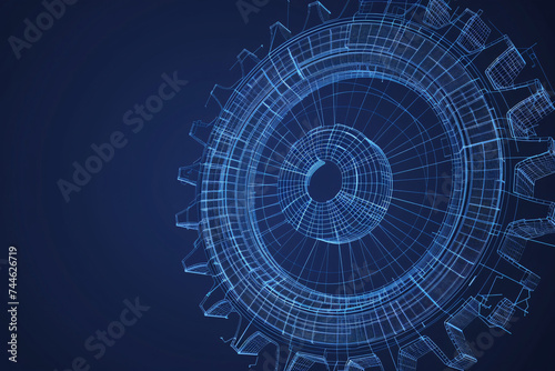 Blueprint of gear with circular pattern photo