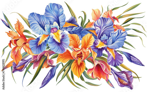 Iris Bouquets for Stunning Decor On Transparent Background.