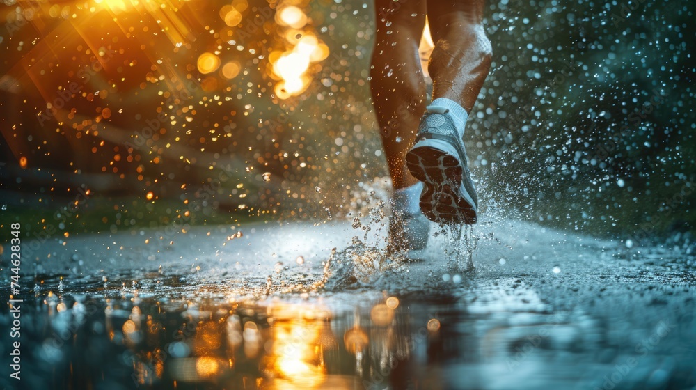 running feet of a trail runner when he travel for trekking. running feet of a trail runner when he travel for trekking.