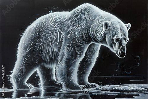 polar bear on black background