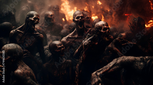group of demons in hell, terrifying demons