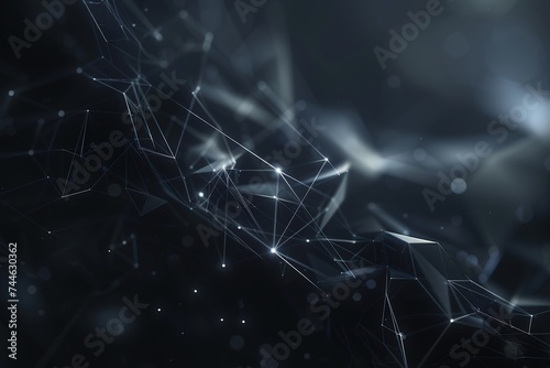 Radiant polygonal space Wave white dark Technology Background Beautiful Futuristic low poly with connecting with network dots and lines Glowing Motion Graphics connection structure