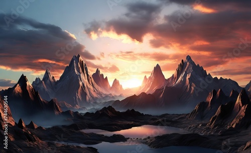 render Fantasy landscape of black roc