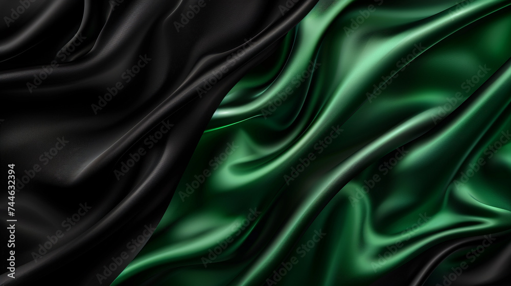 Fototapeta premium Black and Green silk background 