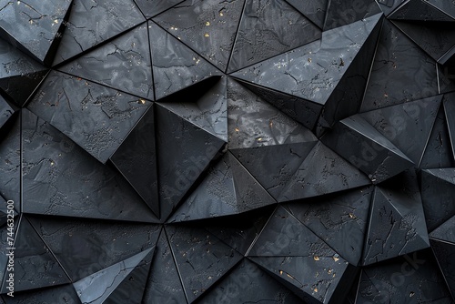 Geometric Grunge Triangle Texture on Black and White Background with Seamless Wood and Stone Patterns, Illustration for Design, Wallpaper, and Art