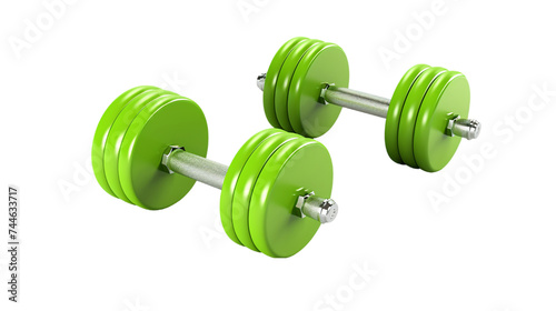 Green dumbbells isolated on transparent background.