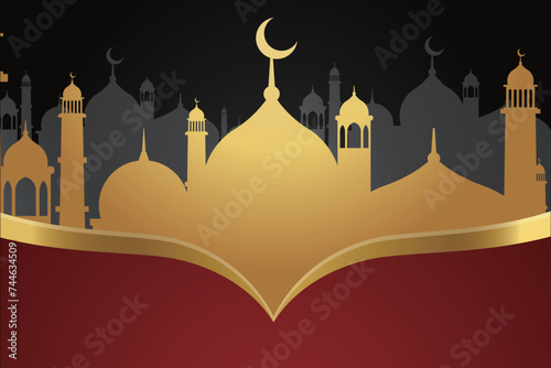 Ramadan, Eid al-Fitr, Islamic new year mosque background greeting card