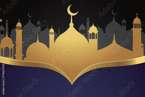 Ramadan, Eid al-Fitr, Islamic new year mosque background greeting card