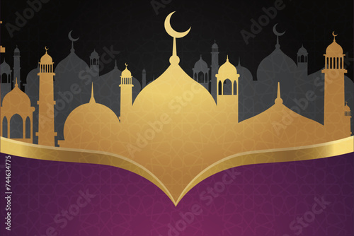 Ramadan, Eid al-Fitr, Islamic new year mosque background greeting card