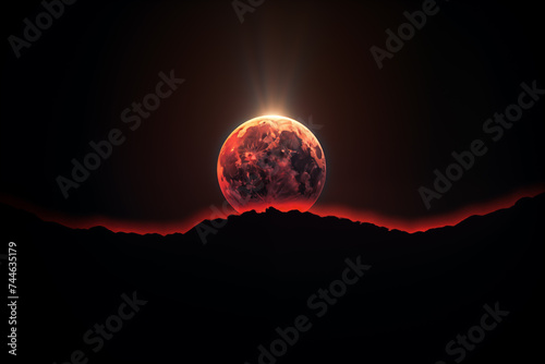 Astronomical photos of a lunar eclipse photo