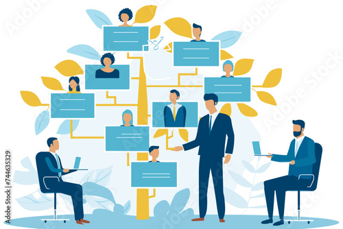 Reorganization for Efficiency: Businessman CEO Adjusts Team Structure, Allocates Resources, and Restructures Organization, Department, and Job Roles Concept. photo