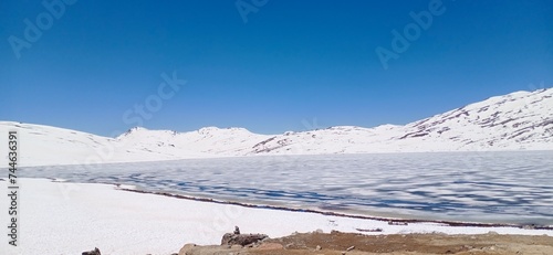 Frozen Sheosar lake deosai plains, Pakistan 