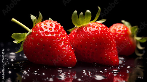 Ripe strawberries and copy space