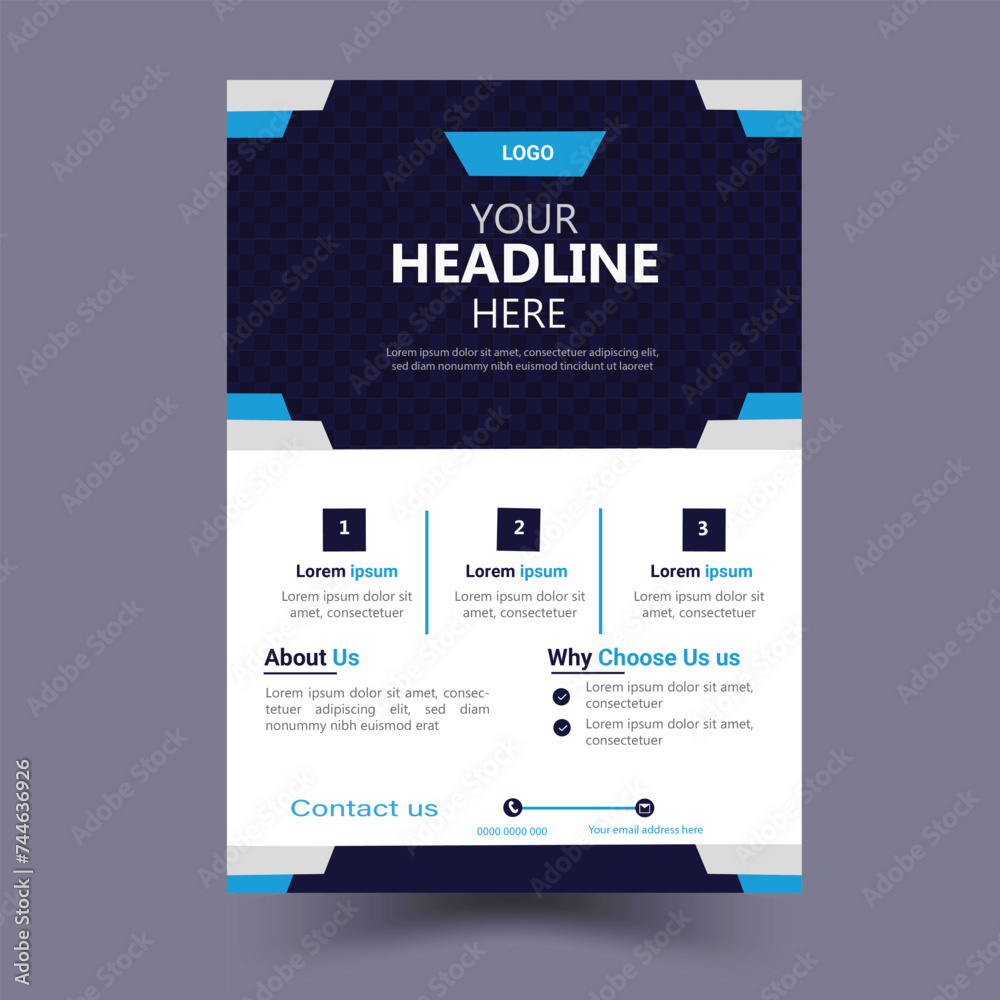 Fototapeta premium Corporate business flyer design template use for your business with color dark blue ,