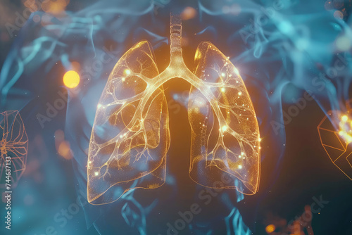 human lungs innovation and medical technology background photo