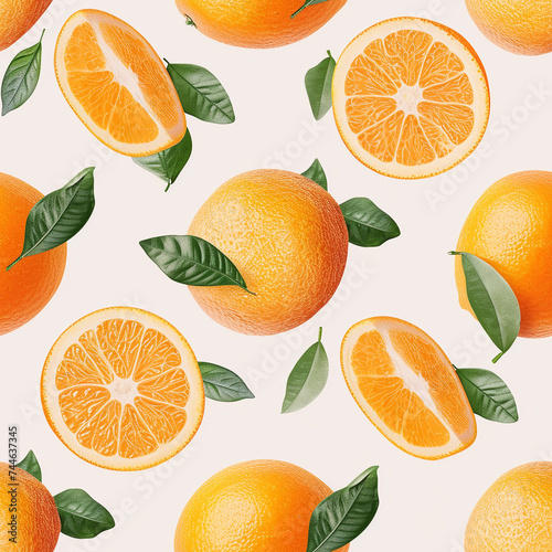 Orange fruit seamless pattern.