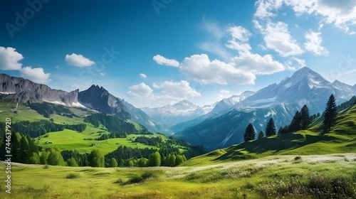 Panoramic view of the mountains in the summer. Caucasus  Russia