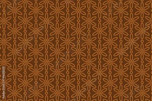 Flower geometric pattern. Seamless vector background. Brown and gold ornament. 