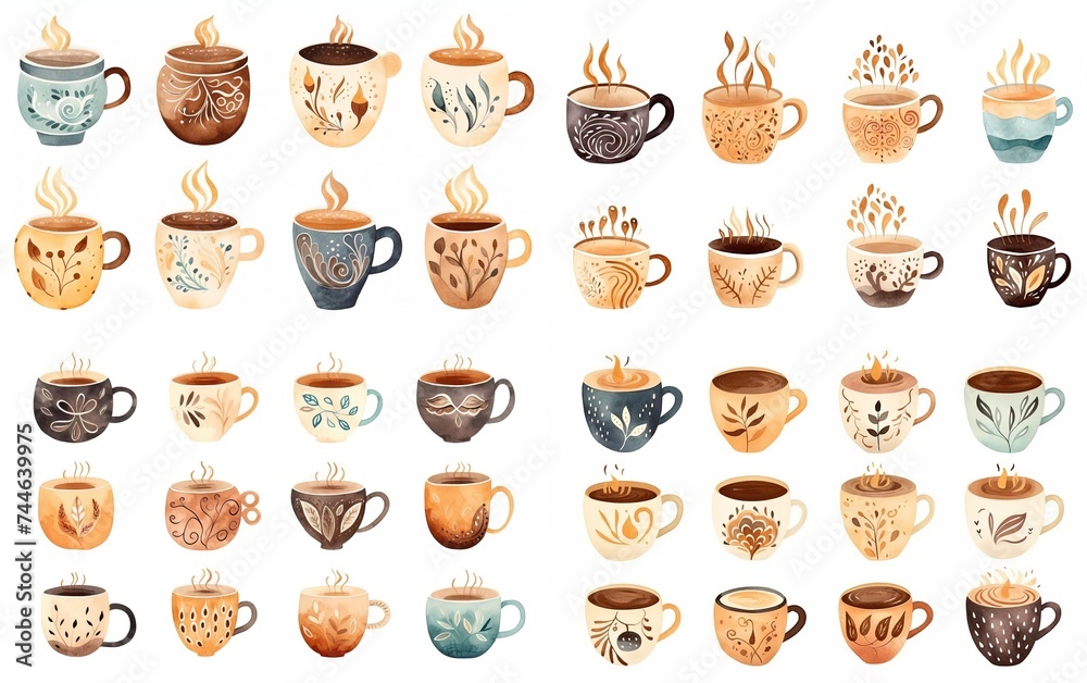 watercolor style illustration of glass of hot coffee with whipped cream, collection set, Generative Ai
watercolor style illustration of glass of hot coffee with whipped cream, collection set, Generative Ai