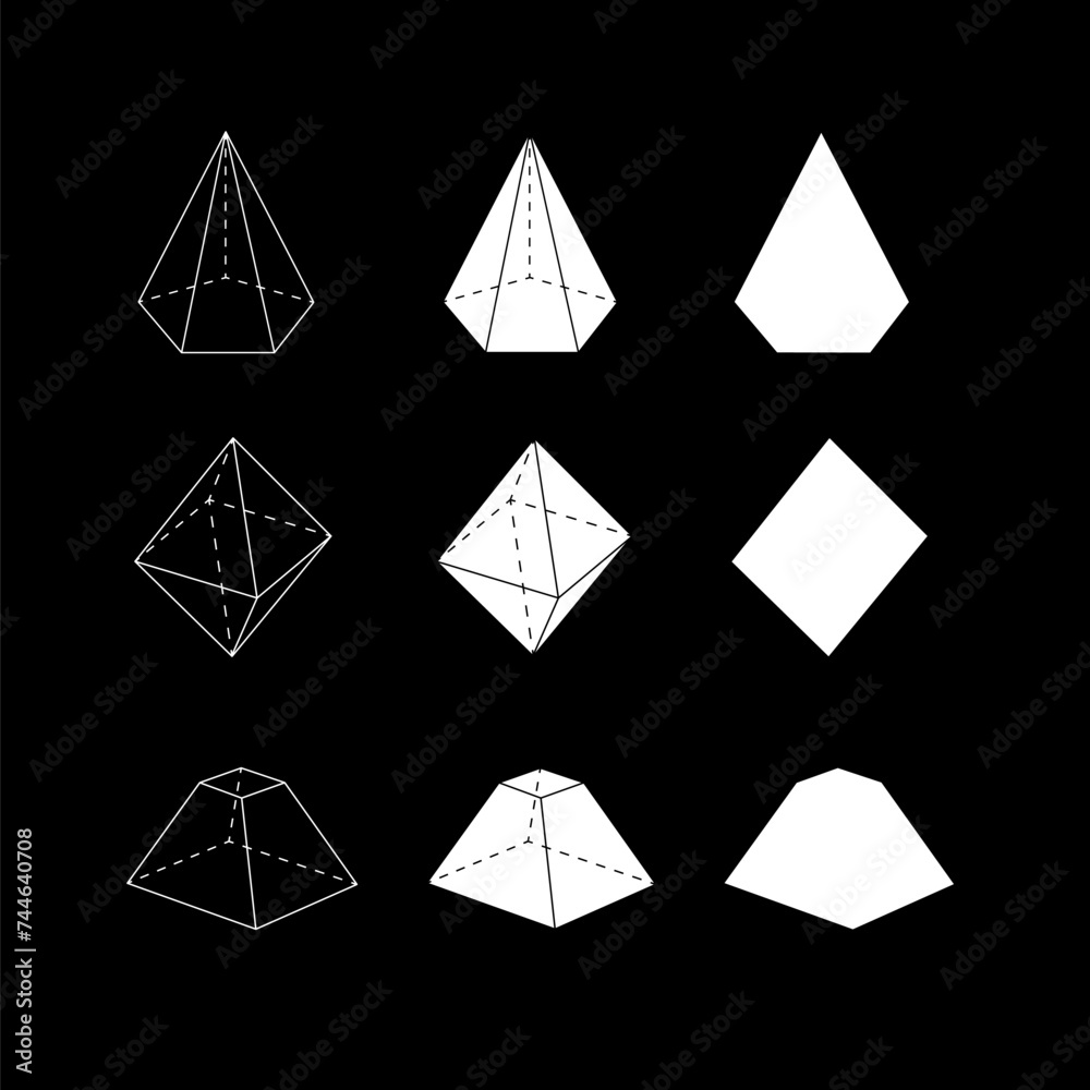 A set of isometric shapes. A set of isometric shapes.
