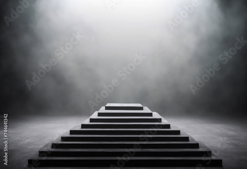 Incanto Teatrale- Palco Avvolto dalla Nebbia su uno Sfondo Nero photo