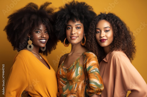 Embrace diversity with this radiant image showcasing three women