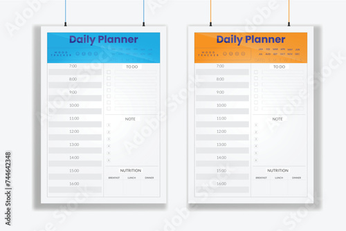 Daily planner with interior notebook design template