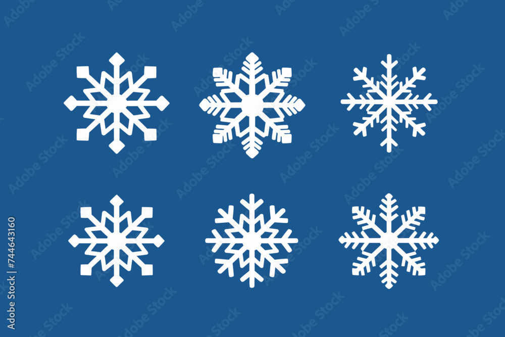 Obraz premium Snowflakes icons. White Snowflake. Snowflakes template. Snow winter. Snowflakes icons. Snowflake vector icon