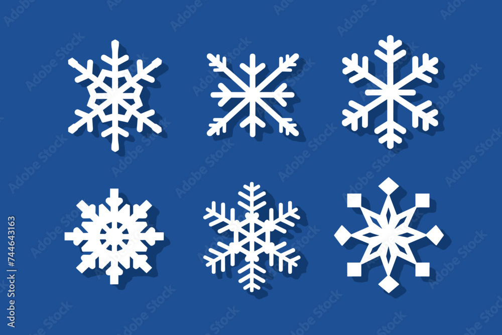 Obraz premium Snowflakes icons. White Snowflake. Snowflakes template. Snow winter. Snowflakes icons. Snowflake vector icon