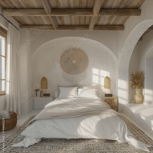 Stylish Industrial Loft Bedroom with Metal Accents and Urban Panorama
