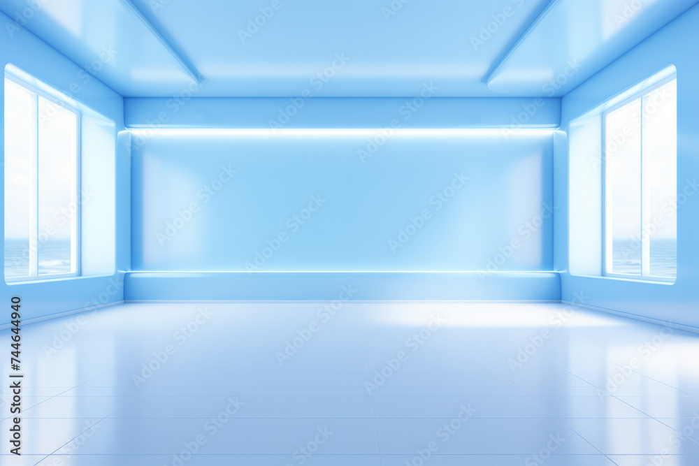 empty room with blue windows empty room with blue windows