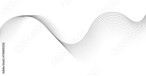 Flowing Dot Wave Pattern Halftone Curve Shape on Transparent Background