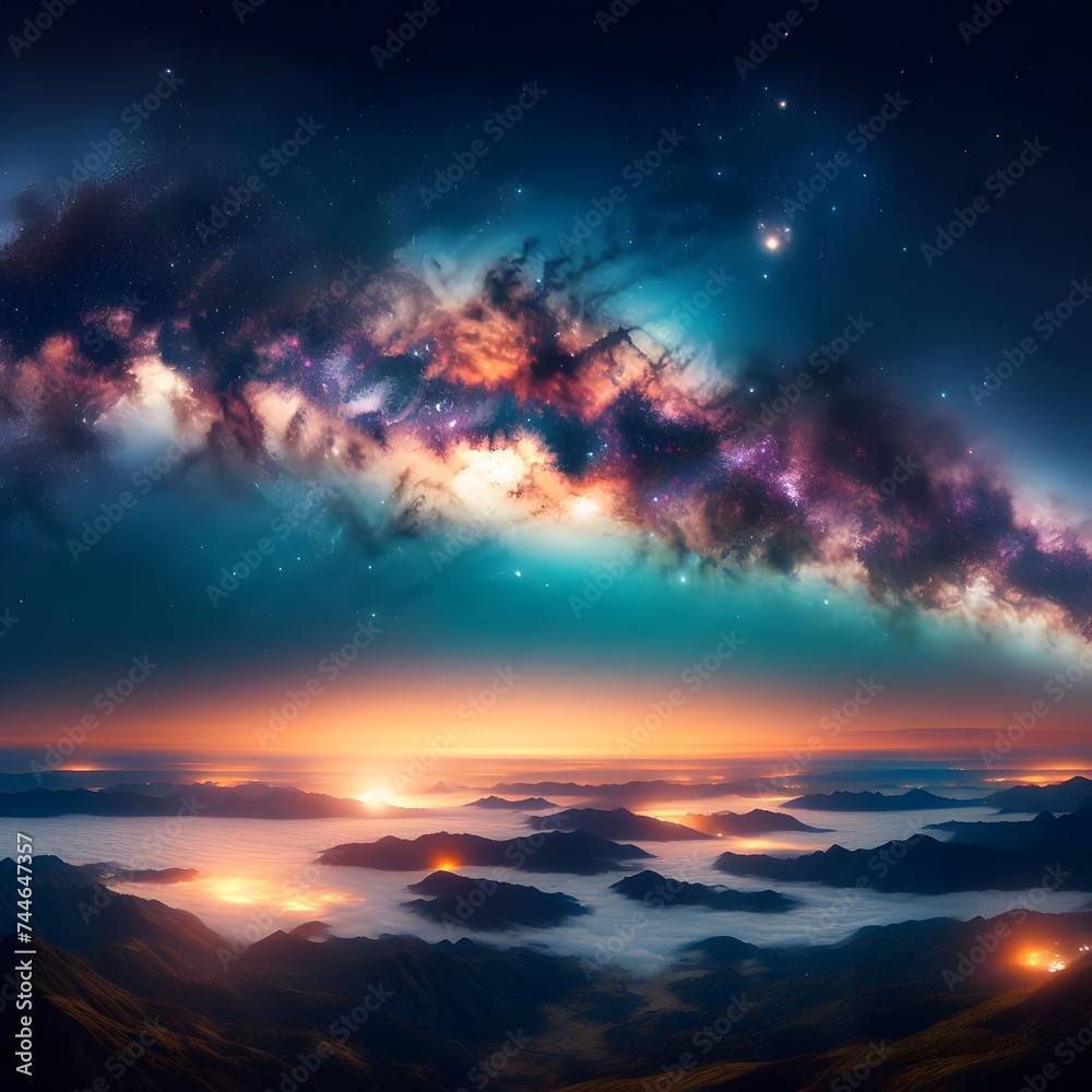 Panorama milky way galaxy with stars and space dust in the universe Panorama milky way galaxy with stars and space dust in the universe