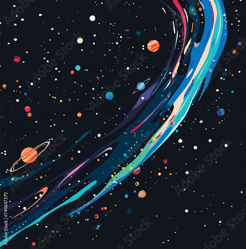 Abstract galaxy theme flat design background
