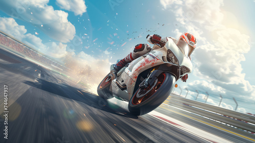 Illustration d'un pilote sur une belle moto sur une route