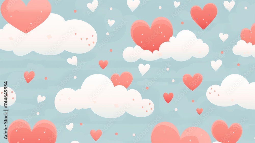 Charming heart and cloud pattern for children s textiles, clothing, and accessories design concept.