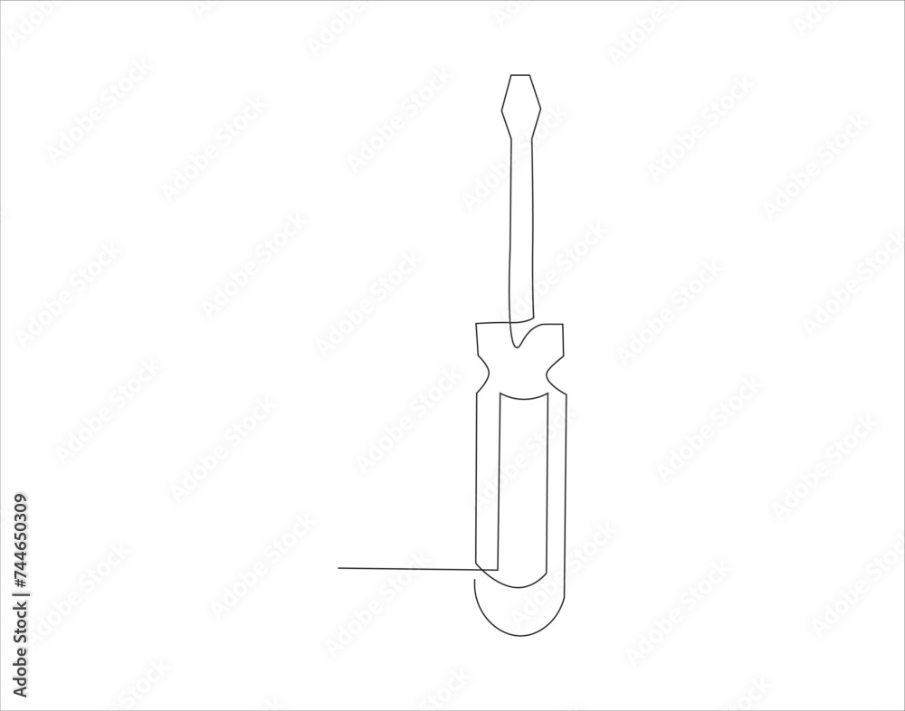 Continuous Line Drawing Of Screwdriver. One Line Of Screwdriver. Screwdriver Continuous Line Art. Editable Outline. Continuous Line Drawing Of Screwdriver. One Line Of Screwdriver. Screwdriver Continuous Line Art. Editable Outline.