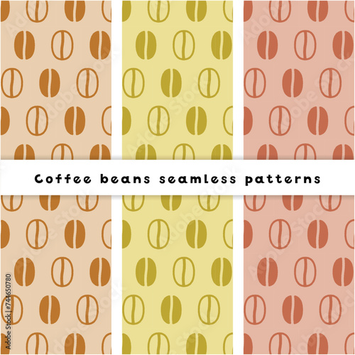 Coffee beans seamless patterns