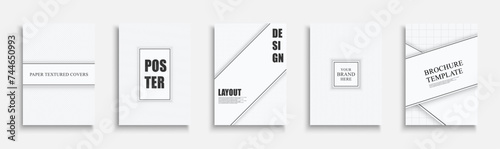Collection of modern textured unusual covers, templates, backgrounds, placards, brochures, flyers. Stylish business posters with paper frames and banners. Elegant cards, catalog, booklets etc
