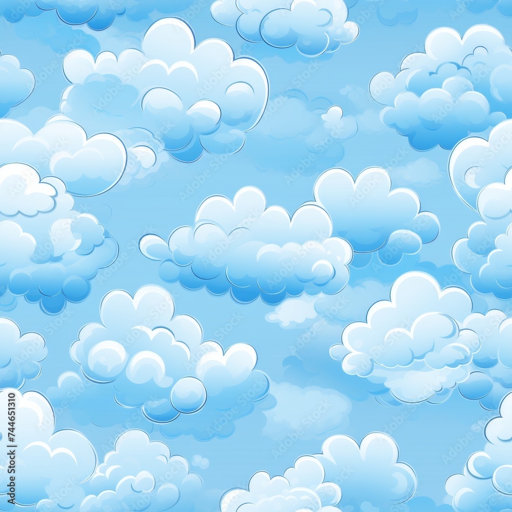 Seamless fluffy clouds pattern endless sky background for design projects and print materials Seamless fluffy clouds pattern endless sky background for design projects and print materials