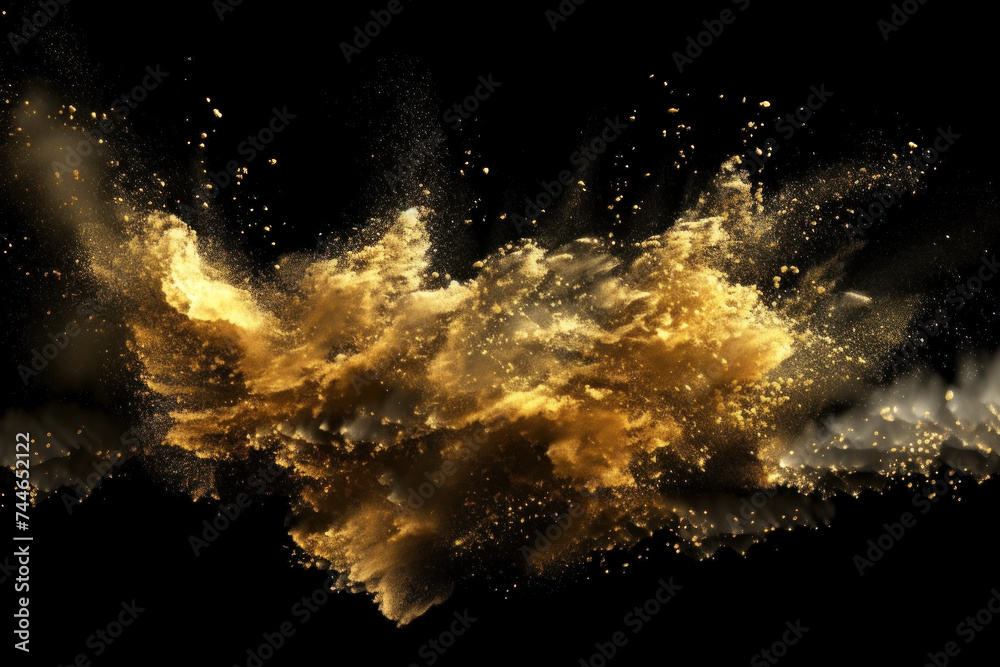 Captivating swirl of golden particles floating in the air, creating a magical bokeh