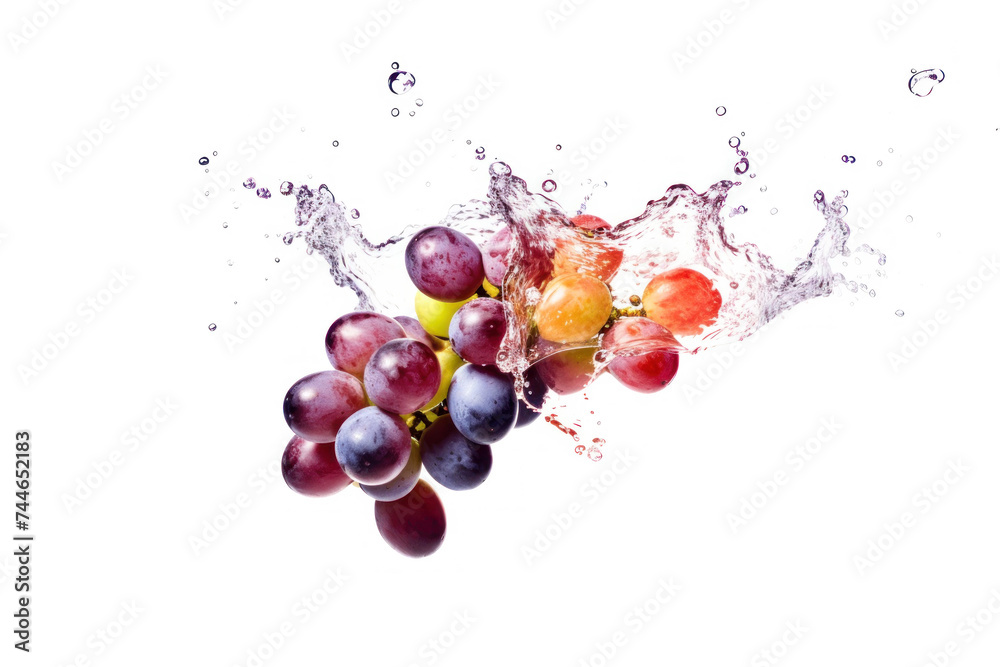 Dive into freshness with this stunning image of grapes caught in a splash of water