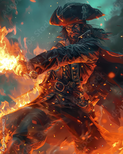 Pirat mit Feuer photo